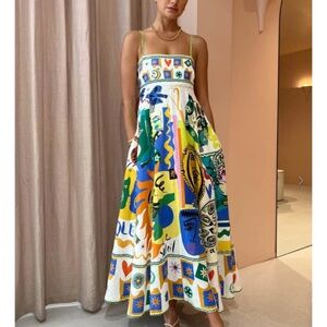 Alemais Soleil Linen Midi Dress